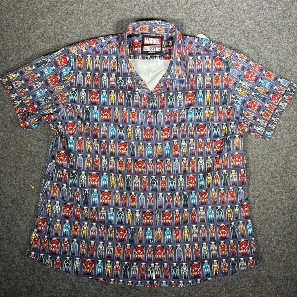 Marvel RSVLTS Hall of Armour Button Up Shirt Womens 3XL Short Sleeve Iron Man